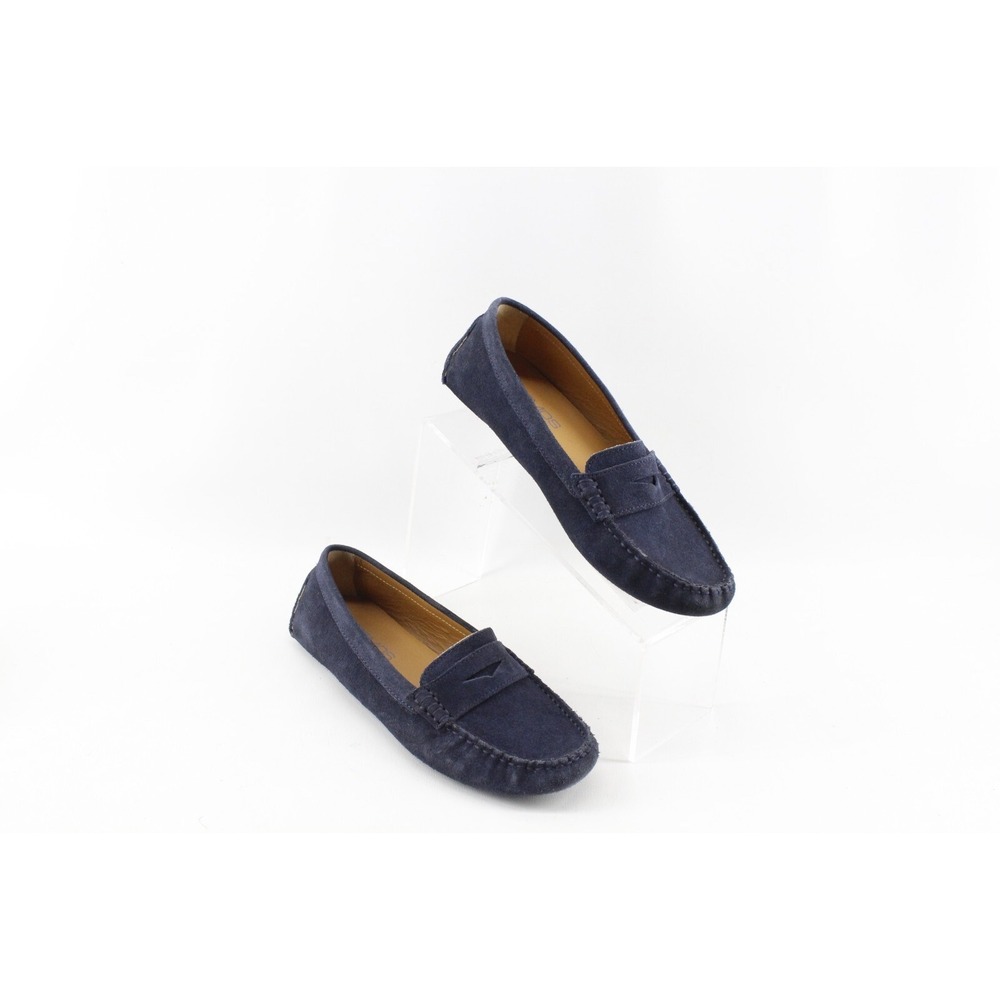 BOEMOS Blue‎ Suede Slip-On Driving Shoes Penny Loafers 39 EU 9 US Segmented Sole